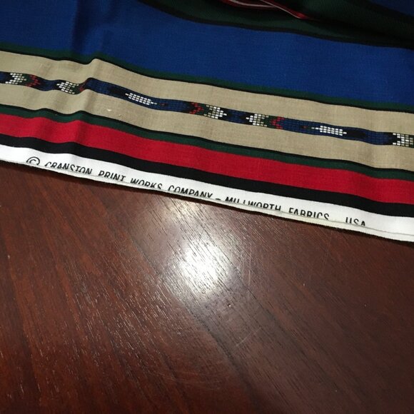 Cranston Millworth Fabric Southwest Native Beaded Pattern Black Blue Red 4.5 Yd - Picture 5 of 5